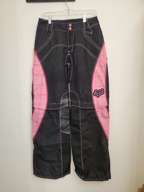 Y2K Fox Racing Convertible Motocross Girls Pants Black/Pink Size 7/8. #F19